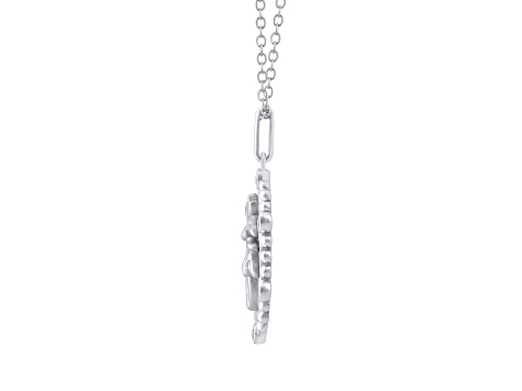 Diamond Sterling Silver Birth Flower January Snowdrop Pendant with Chain 0.10ct