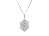 Diamond Sterling Silver Birth Flower February Iris Pendant with Chain 0.10ct