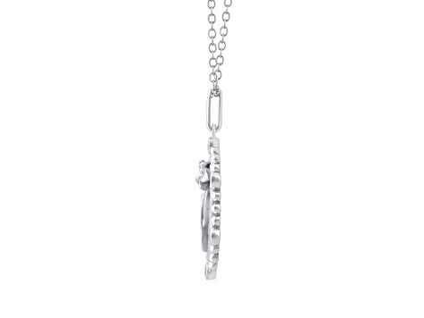 Diamond Sterling Silver Birth Flower February Iris Pendant with Chain 0.10ct