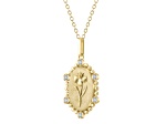Diamond 18K Yellow Gold Over Sterling Silver Birth Flower February Iris Pendant with Chain 0.10ct