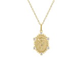 Diamond 18K Yellow Gold Over Sterling Silver Birth Flower February Iris Pendant with Chain 0.10ct