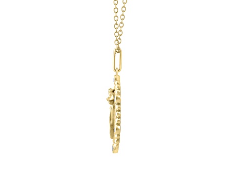 Diamond 18K Yellow Gold Over Sterling Silver Birth Flower February Iris Pendant with Chain 0.10ct