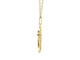 Diamond 18K Yellow Gold Over Sterling Silver Birth Flower February Iris Pendant with Chain 0.10ct