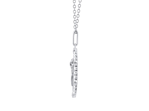 Diamond Sterling Silver Birth Flower March Daffodil Pendant with Chain 0.10ct