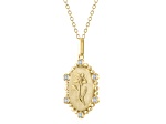 Diamond 18K Yellow Gold Over Sterling Silver Birth Flower March Daffodil Pendant with Chain 0.10ct