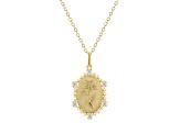 Diamond 18K Yellow Gold Over Sterling Silver Birth Flower March Daffodil Pendant with Chain 0.10ct