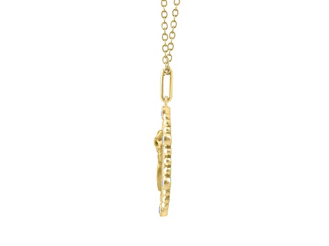 Diamond 18K Yellow Gold Over Sterling Silver Birth Flower March Daffodil Pendant with Chain 0.10ct