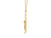 Diamond 18K Yellow Gold Over Sterling Silver Birth Flower March Daffodil Pendant with Chain 0.10ct