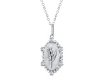 Diamond Sterling Silver Birth Flower May Lilly of the Valley Pendant with Chain 0.10ct