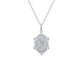 Diamond Sterling Silver Birth Flower May Lilly of the Valley Pendant with Chain 0.10ct