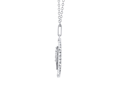 Diamond Sterling Silver Birth Flower May Lilly of the Valley Pendant with Chain 0.10ct