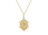 Diamond 18K Gold Over Sterling Silver Birth Flower May Lilly of the Valley Pendant w/Chain 0.10ct