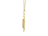 Diamond 18K Gold Over Sterling Silver Birth Flower May Lilly of the Valley Pendant w/Chain 0.10ct