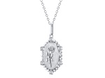 Diamond Sterling Silver Birth Flower June Rose Pendant with Chain 0.10ct