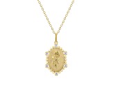 Diamond 18K Yellow Gold Over Sterling Silver Birth Flower June Rose Pendant with Chain 0.10ct
