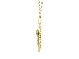 Diamond 18K Yellow Gold Over Sterling Silver Birth Flower June Rose Pendant with Chain 0.10ct