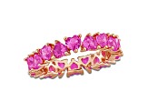 4 CT TGW Created Pink Sapphire Heart Eternity Ring in Rose Plated Sterling Silver
