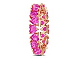 4 CT TGW Created Pink Sapphire Heart Eternity Ring in Rose Plated Sterling Silver