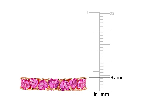 4 CT TGW Created Pink Sapphire Heart Eternity Ring in Rose Plated Sterling Silver