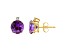 8mm Round Amethyst with Diamond Accents 14k Yellow Gold Stud Earrings