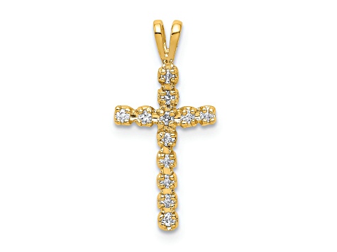 14K Yellow Gold A Diamond Latin Cross Pendant