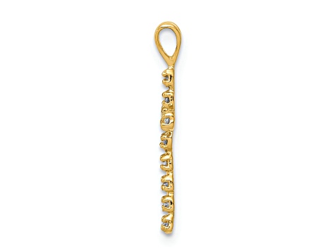 14K Yellow Gold A Diamond Latin Cross Pendant