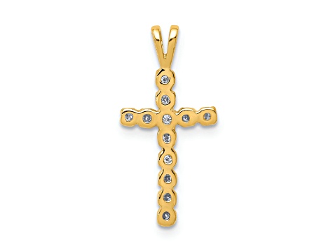 14K Yellow Gold A Diamond Latin Cross Pendant