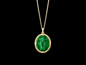 Star Wars™ Fine Jewelry The Jedi™ Master Green Jadeite & Diamond Accent 10k Yellow Gold Pendant