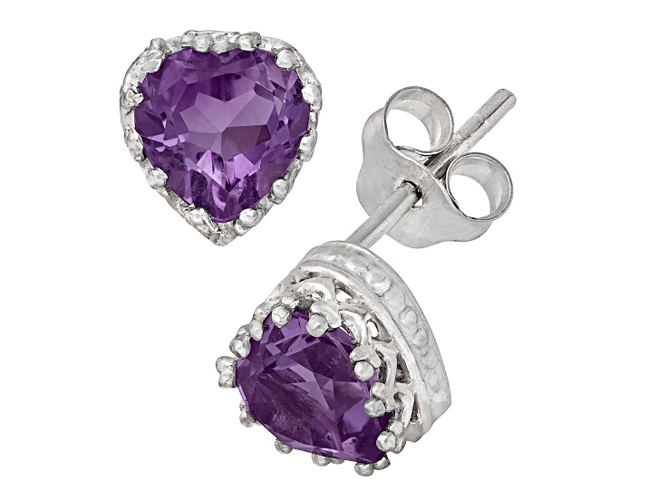 Amethyst Rhodium Over Sterling Silver Earrings 1.30ctw