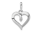 Rhodium Over 14k White Gold Cubic Zirconia Heart Pendant