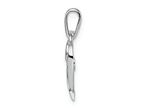 Rhodium Over 14k White Gold Cubic Zirconia Heart Pendant