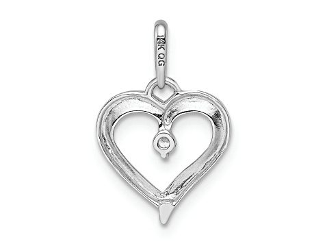 Rhodium Over 14k White Gold Cubic Zirconia Heart Pendant
