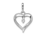 Rhodium Over 14k White Gold Cubic Zirconia Heart Pendant