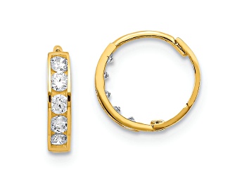 Picture of 14K Yellow Gold Cubic Zirconia Hinged Hoop Earrings