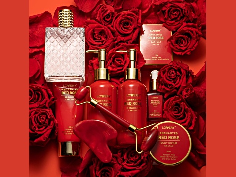 Lovery Red Rose Bath and Body Spa Basket- 11pc Self Care Set