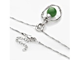 Sterling Silver 8MM Jadeite Bamboo Design Pendant with Singapore Chain