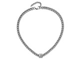 Rhodium Over Sterling Silver Cubic Zirconia Curb Link 17.5 Inch with 2 Inch Extension Necklace