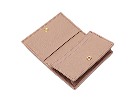 Prada Women's Vitello Grain Cammeo Beige Leather Card Case