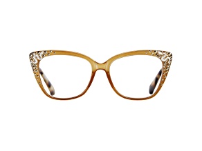 Brown Crystal Square Frame Reading Glasses. Strength 1.50