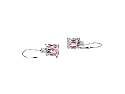Pink and White Cubic Zirconia Platinum Over Sterling Silver Leverback Earrings 9.89ctw