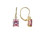 Pink and White Cubic Zirconia 18K Yellow Gold Plated Sterling Silver Earrings 9.89ctw