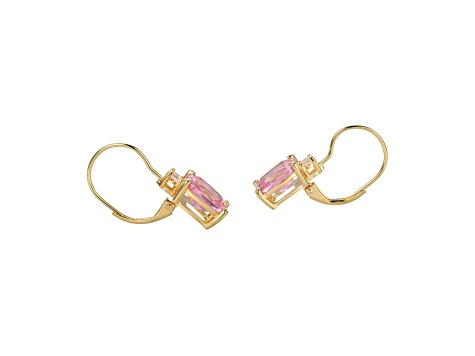 Pink and White Cubic Zirconia 18K Yellow Gold Plated Sterling Silver Earrings 9.89ctw