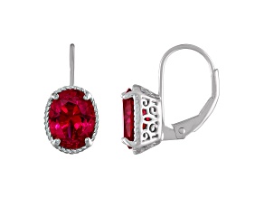 Lab Created Ruby Filigree Leverback Sterling Silver Earrings 4.4ctw
