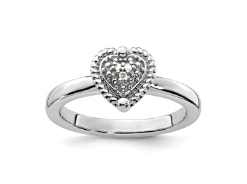 Picture of Sterling Silver Stackable Expressions Heart Diamond Ring 0.024ctw