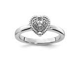 Sterling Silver Stackable Expressions Heart Diamond Ring 0.024ctw