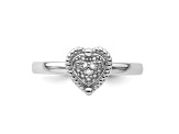 Sterling Silver Stackable Expressions Heart Diamond Ring 0.024ctw