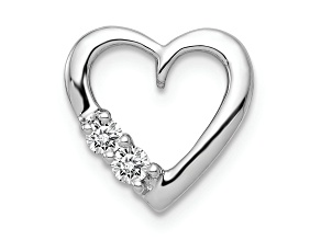 Rhodium Over 14k White Gold Diamond Heart Chain Slide Pendant