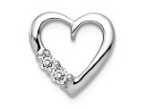 Rhodium Over 14k White Gold Diamond Heart Chain Slide Pendant