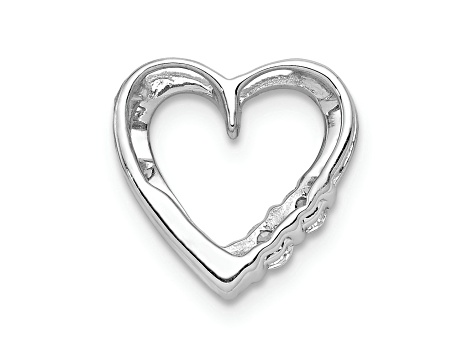 Rhodium Over 14k White Gold Diamond Heart Chain Slide Pendant