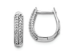Rhodium Over 10k White Gold 1/2" Polished 0.14ctw Diamond Hinged Hoop Earrings